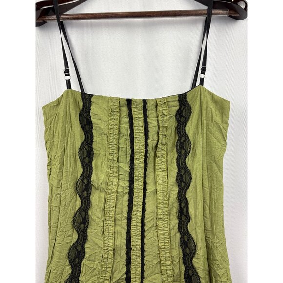 Women’s Des Filles à la Vanille Medium Green Mini Sleeveless Crinkle Dress with - Picture 2 of 5